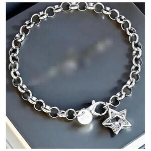 Star charm chain - Bracelet - Silver - CZs - 8"